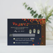 Mason Jar Fireflies Oak Tree UAWG RSVP Karte (Stehend Vorderseite)