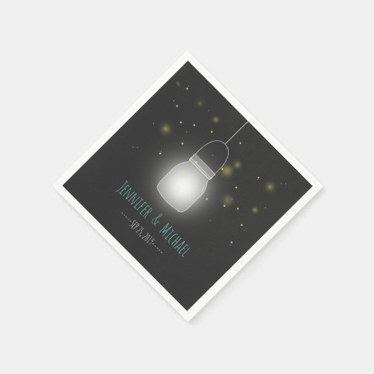 Mason Jar Fireflies Rustic Modern Wedding Serviette (Ecke)