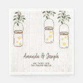 Mason Jar & Fireflies Rustic Wedding Napkins Serviette (Vorderseite)