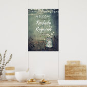 Mason Jar Fireflies Rustic Wedding Welcome Sign Poster (Küche)
