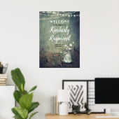 Mason Jar Fireflies Rustic Wedding Welcome Sign Poster (Heimbüro)