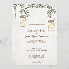 Mason Jar & Fireflies Rustikale Einladungen für Ho