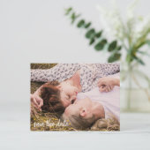 Mason Jar & Fireflies Rustische Hochzeit speichern Ankündigungspostkarte (Stehend Vorderseite)