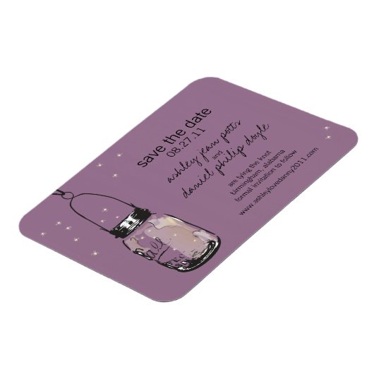 Mason Jar & Fireflies Save the Date Magnet (Linke Seite)