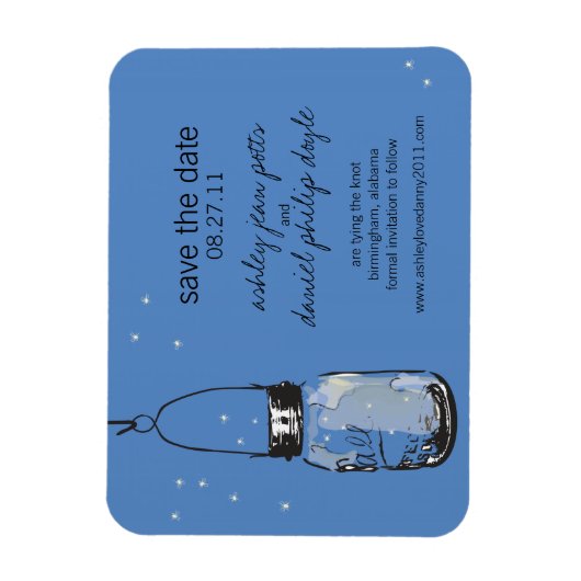 Mason Jar & Fireflies Save the Date Magnet (Vertikal)
