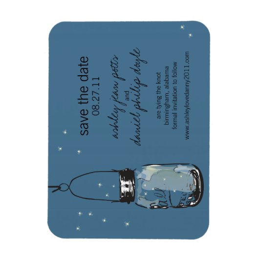 Mason Jar & Fireflies Save the Date Magnet (Vertikal)