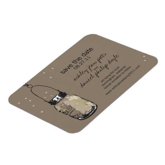 Mason Jar & Fireflies Save the Date Magnet (Linke Seite)