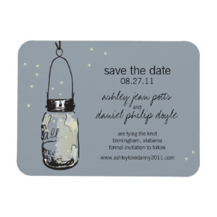 Mason Jar & Fireflies Save the Date Magnet