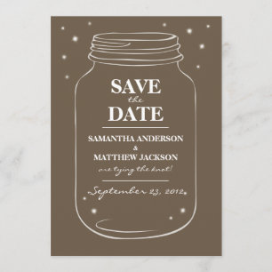Mason Jar Fireflies speichern die Datumskarten - b Save The Date
