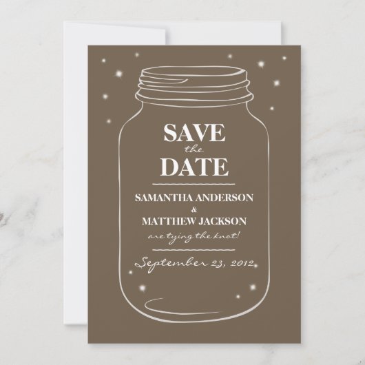 Mason Jar Fireflies speichern die Datumskarten - b Save The Date (Vorderseite)