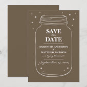 Mason Jar Fireflies speichern die Datumskarten - b Save The Date (Vorne/Hinten)