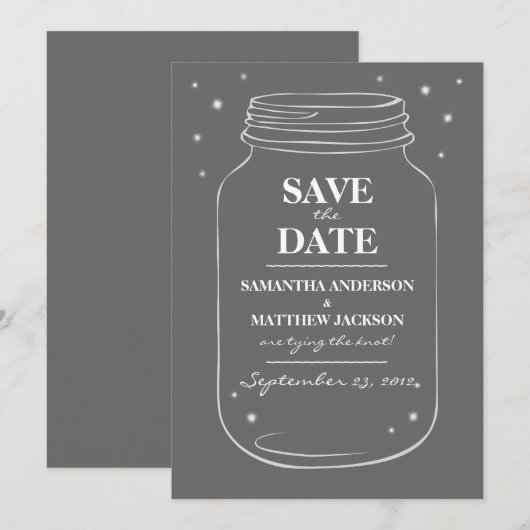 Mason Jar Fireflies speichern die Datumskarten - g Save The Date (Vorne/Hinten)