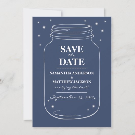Mason Jar Fireflies speichern die Datumskarten - M Save The Date (Vorderseite)