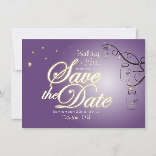 Mason Jar Firefly Blitzing Bug Save the Date (Vorderseite)