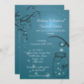 Mason Jar Firefly Hochzeit Einladung Blau Aquamari (Vorne/Hinten)