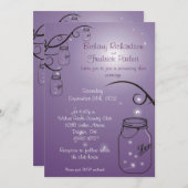 Mason Jar Firefly Hochzeit Einladung Lila Trauben (Vorne/Hinten)