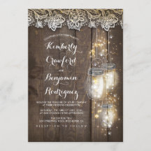 Mason Jar Firefly Lights and Lace Rustic Wedding