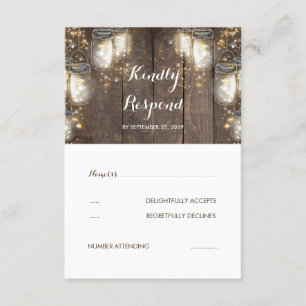 Mason Jar Firefly Lights Rustic Wedding RSVP