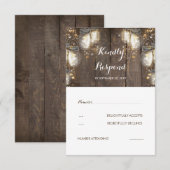 Mason Jar Firefly Lights Rustic Wedding RSVP Karte (Vorne/Hinten)