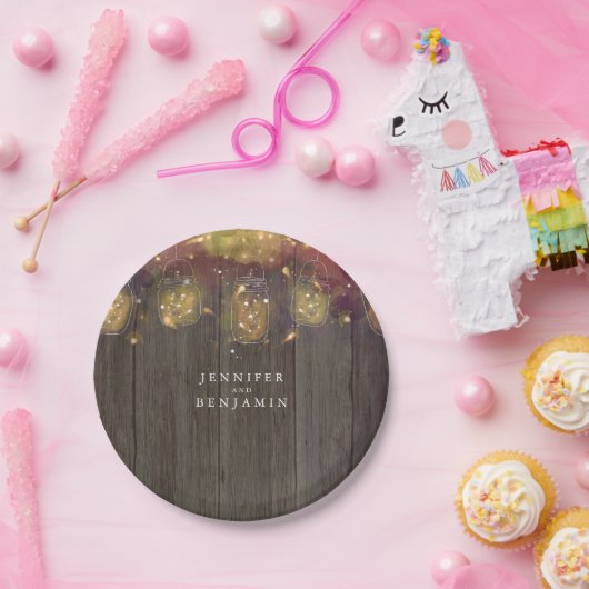 Mason Jar Firefly Lights Rustikale Hochzeit Pappteller (Party)