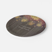 Mason Jar Firefly Lights Rustikale Hochzeit Pappteller (Schrägansicht)