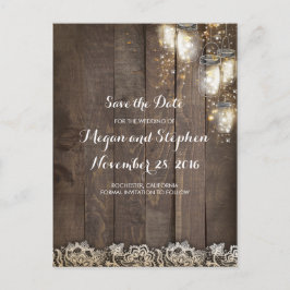 Mason Jar Firefly Lights Save the Date Ankündigungspostkarte