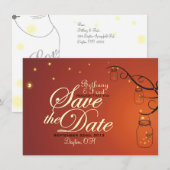 Mason Jar & Firefly Save the Date Postcard (Vorne/Hinten)