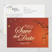 Mason Jar & Firefly Save the Date Postcard (Vorne/Hinten)