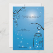Mason Jar Firefly Wedding Invitation Medium Blue Einladung (Rückseite)