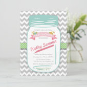 Mason Jar Floral Baby Shower Einladung (Stehend Vorderseite)