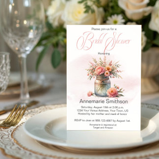 Mason Jar Floral Bouquet Brautparty Einladung