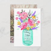 Mason Jar Floral Bouquet Save the Date Card Einladung (Vorne/Hinten)