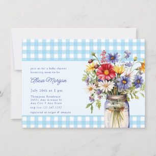 Mason Jar Floral   Rustikale Babydusche Einladung