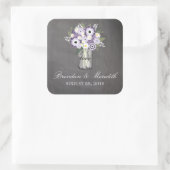 Mason Jar Floral Wedding Quadratischer Aufkleber (Tasche)