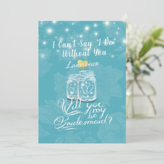 Mason Jar Floral werden Sie meine Hochzeit mit mei Einladung (Stehend Vorderseite)