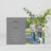 Mason Jar Foto Save the Date Karte - Grau (Stehend Vorderseite)
