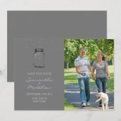 Mason Jar Foto Save the Date Karte - Grau (Vorne/Hinten)