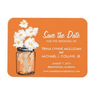 Mason Jar füllte sich Save the Date mit White Dais Magnet