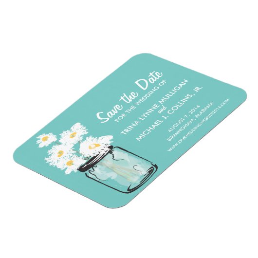 Mason Jar füllte sich Save the Date mit White Dais Magnet (Linke Seite)