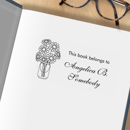 Mason Jar Gänseblümchen Blumenstrauß-Exlibris Gummistempel
