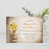 Mason Jar & gelbe Blume Hochzeit lädt ein Einladung (Stehend Vorderseite)