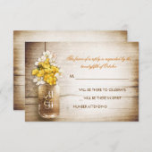 Mason jar & gelbe weiße Blume Hochzeit RSVP Karte (Vorne/Hinten)