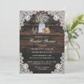 Mason Jar Gipskraut Floral Lace Brautparty Einladung (Stehend Vorderseite)