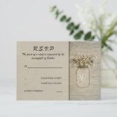 Mason Jar Gipskraut Rustic Barn RSVP Karten (Stehend Vorderseite)