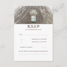 Mason Jar Gipskraut Rustic Wedding RSVP Cards