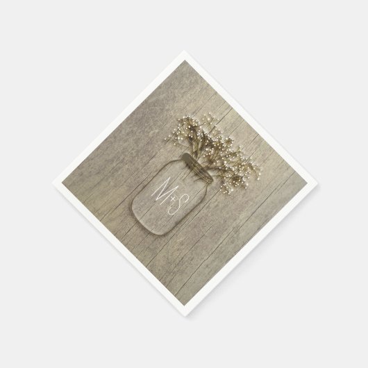 Mason Jar Gipskraut Rustikale Hochzeit Serviette (Ecke)