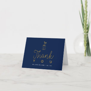 Mason Jar, Gold & Navy Paare Hochzeit Vielen Dank Dankeskarte