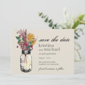 Mason Jar & Herbstliche Wildblumen Save the Date (Stehend Vorderseite)