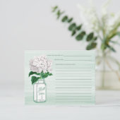 Mason Jar & Hydrangea Mint Green Recicard (Stehend Vorderseite)