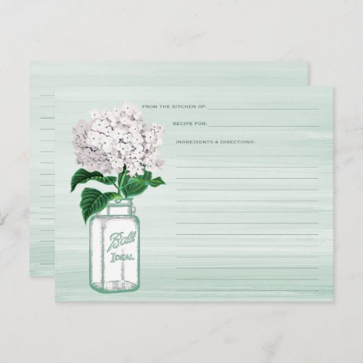 Mason Jar & Hydrangea Mint Green Recicard (Vorne/Hinten)
